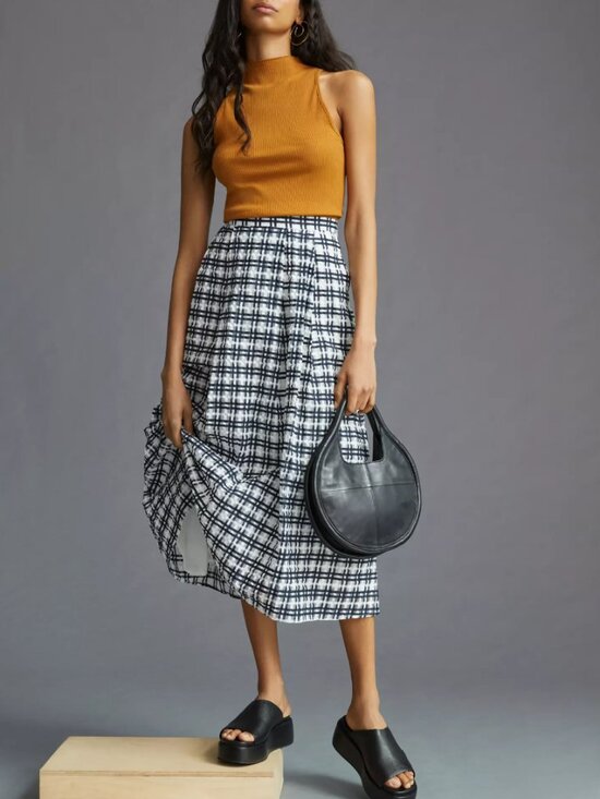 Maeve Dresses & Skirts - Maeve Plaid Circle Midi Skirt